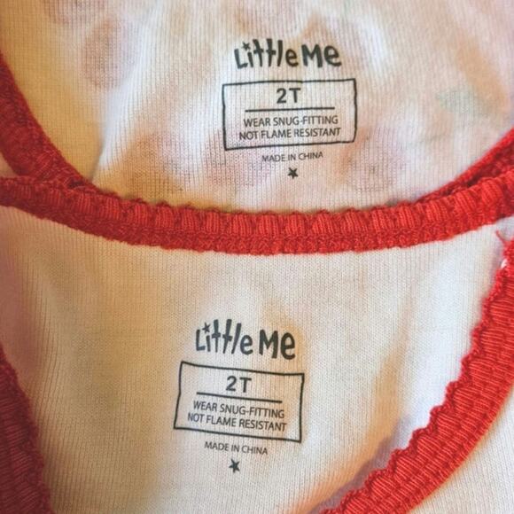 LIKE NEW! 2-PACK Little Me Pajamas Cherries Red Pink Toddler Size 2T - Picture 6 of 6
